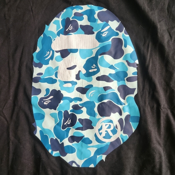 Bape Camo Ape Face Black And Blue T-Shirt Mens Size Large - Picture 2 of 6